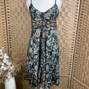 Floral Silk Spaghetti Strap Dress